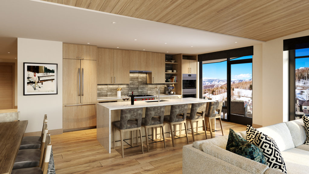 Kitchen Unit 651 Interior Rendering Cirque Residences at Viceroy Snowmass;