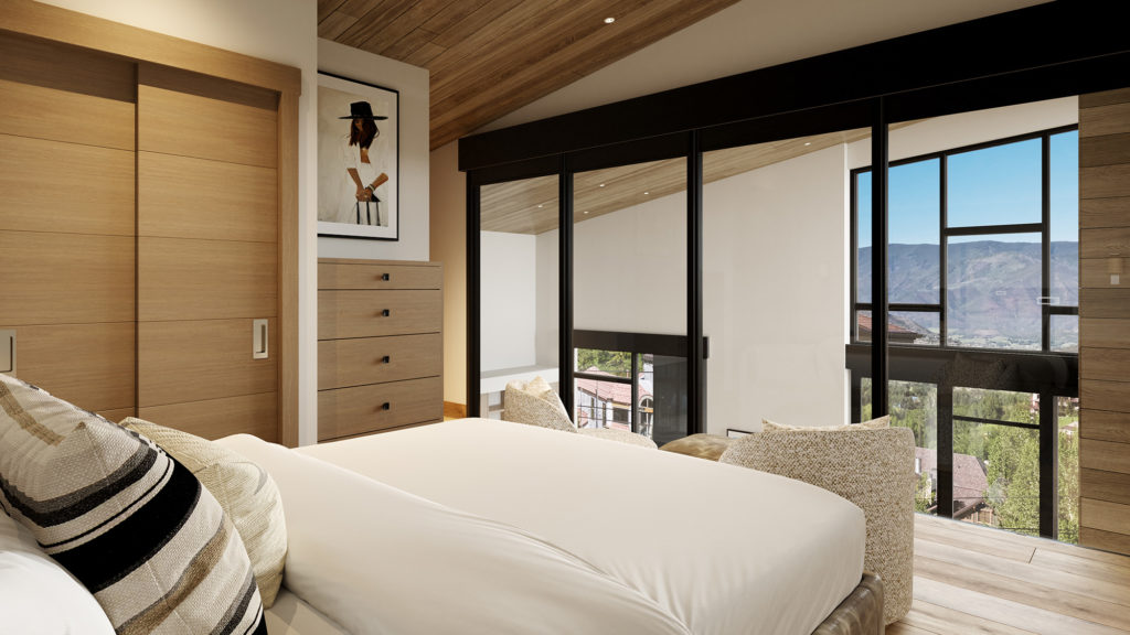 Lofted Bedroom Interior Rendering Cirque Residences at Viceroy Snowmass;