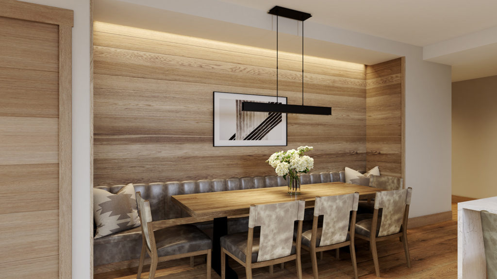 Dining Area Interior Rendering Cirque Residences at Viceroy Snowmass;