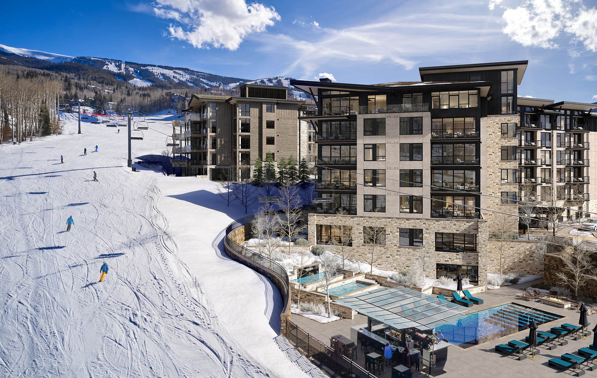 Cirque Residences at Viceroy Snowmass Exterior Rendering Ski Hill